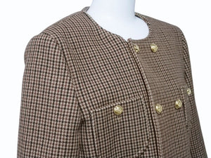 極美品 CELINE セリーヌ チェルシージャケット 2V77R064V.28BZ コットン ナイロン ウール ブラウン ブラック ボルドー 中古 4b004110
