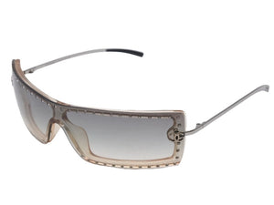 CHANEL シャネル サングラス ココマーク 5077-B イタリア製 メタル ラインストーン グレー シルバー金具 中古 美品 4b004112