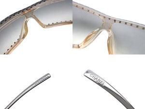 CHANEL シャネル サングラス ココマーク 5077-B イタリア製 メタル ラインストーン グレー シルバー金具 中古 美品 4b004112