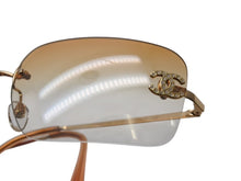 Load image into Gallery viewer, 極美品 CHANEL シャネル リムレス サングラス ラインストーン 2000s 4017-D メタル ブラウン ゴールド金具 サイズ62□17 中古 4b004115
