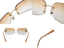 Load image into Gallery viewer, 極美品 CHANEL シャネル リムレス サングラス ラインストーン 2000s 4017-D メタル ブラウン ゴールド金具 サイズ62□17 中古 4b004115