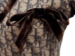 CHRISTIAN DIOR クリスチャンディオール ガリアーノ期 トロッター Vネック リボン半袖Tシャツ コットンブラウン サイズ36 美品 中古 4b004121 