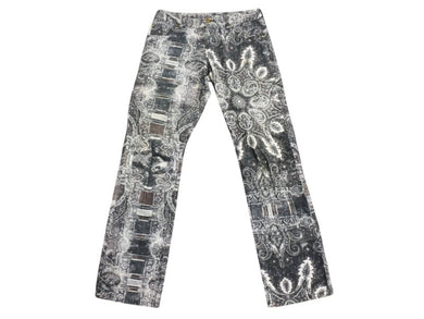 極美品 Jean Paul GAULTIER ジャンポールゴルチェ パンツ ペイズリー柄 コットンコーデュロイ ブラック ホワイト サイズ40 中古 4b004122 