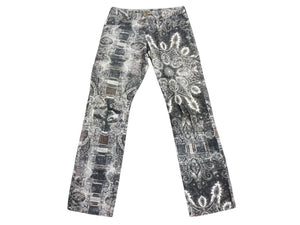 極美品 Jean Paul GAULTIER ジャンポールゴルチェ パンツ ペイズリー柄 コットンコーデュロイ ブラック ホワイト サイズ40 中古 4b004122 