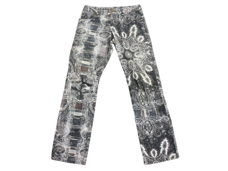 極美品 Jean Paul GAULTIER ジャンポールゴルチェ パンツ ペイズリー柄 コットンコーデュロイ ブラック ホワイト サイズ40 中古 4b004122 