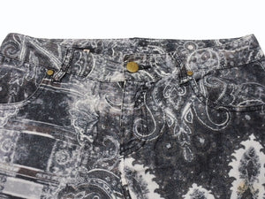 極美品 Jean Paul GAULTIER ジャンポールゴルチェ パンツ ペイズリー柄 コットンコーデュロイ ブラック ホワイト サイズ40 中古 4b004122 