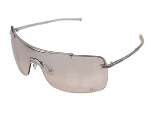 極美品 CHRISTIAN DIOR クリスチャンディオール サングラス 一枚レンズ AURFL 115 ブラウン シルバー金具 中古 4b004124