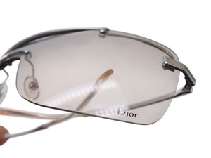 極美品 CHRISTIAN DIOR クリスチャンディオール サングラス 一枚レンズ AURFL 115 ブラウン シルバー金具 中古 4b004124