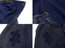 画像をギャラリービューアに読み込む, CHROME HEARTS クロムハーツ フランス限定 クロスパッチ デニムパンツ クロスボール コットン ネイビー サイズ2 美品 中古 4b004129 