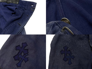CHROME HEARTS クロムハーツ フランス限定 クロスパッチ デニムパンツ クロスボール コットン ネイビー サイズ2 美品 中古 4b004129 