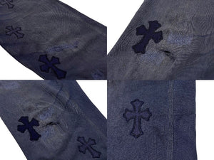 CHROME HEARTS クロムハーツ フランス限定 クロスパッチ デニムパンツ クロスボール コットン ネイビー サイズ2 美品 中古 4b004129 