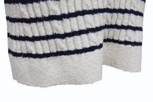 極美品 CHANEL シャネル 23SS ニットワンピース P74153K10655 サイズ36 ココマーク ボーダー アイボリー ネイビー 背中開き 中古 4b004130