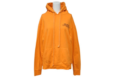 CHROME HEARTS クロムハーツ OFF WHITE オフホワイト ロゴプリント プルオーバーパーカー フーディ オレンジ サイズM 良品 中古 4b004133