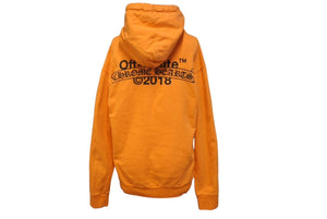 CHROME HEARTS クロムハーツ OFF WHITE オフホワイト ロゴプリント プルオーバーパーカー フーディ オレンジ サイズM 良品 中古 4b004133