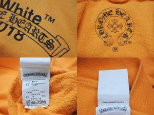 CHROME HEARTS クロムハーツ OFF WHITE オフホワイト ロゴプリント プルオーバーパーカー フーディ オレンジ サイズM 良品 中古 4b004133