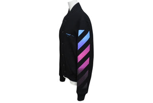 OFF WHITE オフホワイト 18AW DIAG GRADIENT VARSITY JACKET ウール グラデーション スタジャン ブラック サイズXS 美品 中古 4b004137