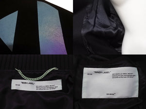OFF WHITE オフホワイト 18AW DIAG GRADIENT VARSITY JACKET ウール グラデーション スタジャン ブラック サイズXS 美品 中古 4b004137