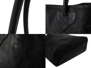 CHROME HEARTS クロムハーツ FS TOTE トートバッグ CHクロスパッチ ダガージップ レザー ブラック シルバー925 美品 中古 4b004139 
