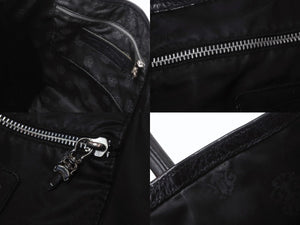 CHROME HEARTS クロムハーツ FS TOTE トートバッグ CHクロスパッチ ダガージップ レザー ブラック シルバー925 美品 中古 4b004139 