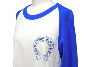 極美品 CHROME HEARTS クロムハーツ ラグラン長袖Tシャツ サイズM ホースシューアーム CHロゴ プリント 中古 4b004140 