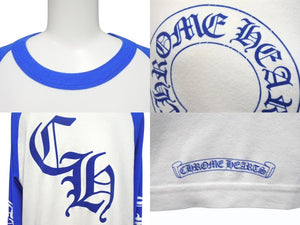 極美品 CHROME HEARTS クロムハーツ ラグラン長袖Tシャツ サイズM ホースシューアーム CHロゴ プリント 中古 4b004140 