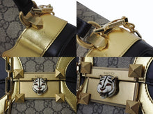 Load image into Gallery viewer, GUCCI グッチ ハンドバッグ GGスプリーム タイガーヘッド 2WAY ブラック ゴールド カーフ 497996 美品 中古 4b004141