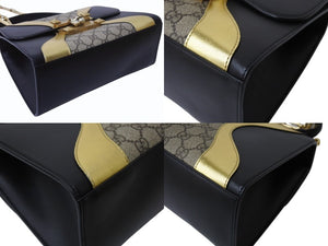 GUCCI グッチ ハンドバッグ GGスプリーム タイガーヘッド 2WAY ブラック ゴールド カーフ 497996 美品 中古 4b004141