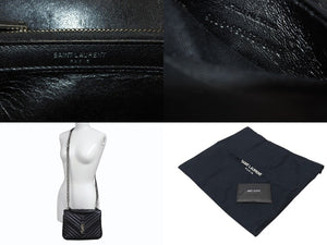 YVES SAINT LAURENT イヴサンローラン サッチェル キルティング チェーンショルダーバッグ 428056 ブラック メタルブラック金具 美品 中古 4b004142