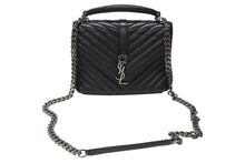 Load image into Gallery viewer, YVES SAINT LAURENT イヴサンローラン サッチェル キルティング チェーンショルダーバッグ 428056 ブラック メタルブラック金具 美品 中古 4b004142
