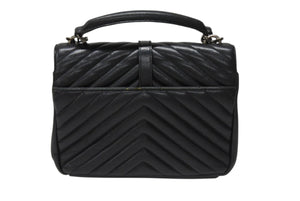 YVES SAINT LAURENT イヴサンローラン サッチェル キルティング チェーンショルダーバッグ 428056 ブラック メタルブラック金具 美品 中古 4b004142