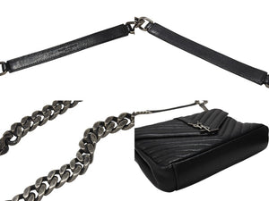 YVES SAINT LAURENT イヴサンローラン サッチェル キルティング チェーンショルダーバッグ 428056 ブラック メタルブラック金具 美品 中古 4b004142