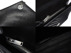 YVES SAINT LAURENT イヴサンローラン サッチェル キルティング チェーンショルダーバッグ 428056 ブラック メタルブラック金具 美品 中古 4b004142