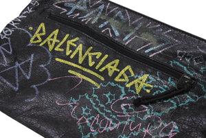 BALENCIAGA バレンシアガ 18SS Graffiti Clutch Bag グラフィティ クラッチバッグ 459745 ブラック 良品 中古 4b004145