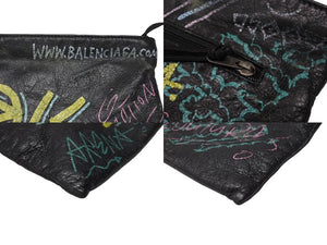 BALENCIAGA バレンシアガ 18SS Graffiti Clutch Bag グラフィティ クラッチバッグ 459745 ブラック 良品 中古 4b004145