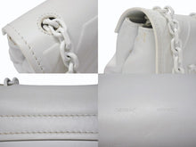 Load image into Gallery viewer, OFF WHITE オフホワイト バインダー クリップ ソフト ショルダーバッグ レザー ホワイト 良品 中古 4b004147