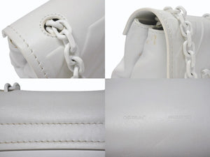 OFF WHITE オフホワイト バインダー クリップ ソフト ショルダーバッグ レザー ホワイト 良品 中古 4b004147