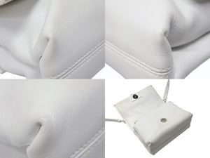 OFF WHITE オフホワイト バインダー クリップ ソフト ショルダーバッグ レザー ホワイト 良品 中古 4b004147