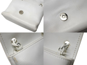 OFF WHITE オフホワイト バインダー クリップ ソフト ショルダーバッグ レザー ホワイト 良品 中古 4b004147