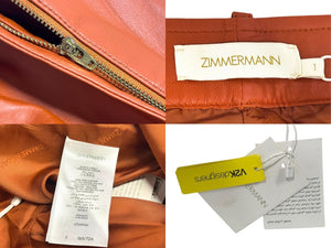 新品未使用 ZIMMERMANN ジマーマン カーゴスカート スリット Illustration FW24 0726SF24 レザー オレンジ サイズ1 ゴールド金具 中古 4b004155