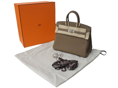 新品未使用 HERMES エルメス ハンドバッグ K刻印 バーキン25 エトゥープ マットシルバー金具トゴ 中古 4b004159