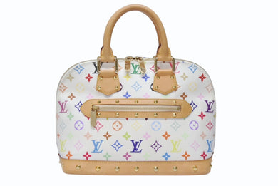 LOUIS VUITTON ルイヴィトン モノグラムマルチ アルマ ハンドバッグ M92647 村上隆 ホワイト ゴールド金具 美品 中古 4b004160