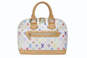 LOUIS VUITTON ルイヴィトン モノグラムマルチ アルマ ハンドバッグ M92647 村上隆 ホワイト ゴールド金具 美品 中古 4b004160