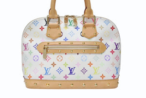 LOUIS VUITTON ルイヴィトン モノグラムマルチ アルマ ハンドバッグ M92647 村上隆 ホワイト ゴールド金具 美品 中古 4b004160