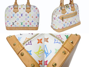 LOUIS VUITTON ルイヴィトン モノグラムマルチ アルマ ハンドバッグ M92647 村上隆 ホワイト ゴールド金具 美品 中古 4b004160