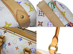 LOUIS VUITTON ルイヴィトン プリシラ ハンドバッグ M40096 モノグラム マルチカラー ホワイト 村上隆 美品 中古 4b004162