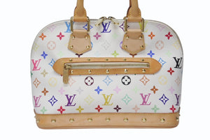 LOUIS VUITTON ルイヴィトン モノグラムマルチ アルマ ハンドバッグ M92647 村上隆 ホワイト ゴールド金具 美品 中古 4b004164