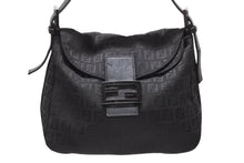 Load image into Gallery viewer, FENDI フェンディ ハンドバッグ 8BR004 マンマバケット ブラック キャンバス レザー ズッキーノ柄 ガンメタル金具 美品 中古 4b004166