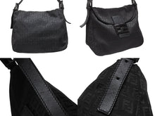 Load image into Gallery viewer, FENDI フェンディ ハンドバッグ 8BR004 マンマバケット ブラック キャンバス レザー ズッキーノ柄 ガンメタル金具 美品 中古 4b004166