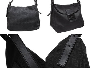 FENDI フェンディ ハンドバッグ 8BR004 マンマバケット ブラック キャンバス レザー ズッキーノ柄 ガンメタル金具 美品 中古 4b004166