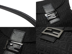 FENDI フェンディ ハンドバッグ 8BR004 マンマバケット ブラック キャンバス レザー ズッキーノ柄 ガンメタル金具 美品 中古 4b004166